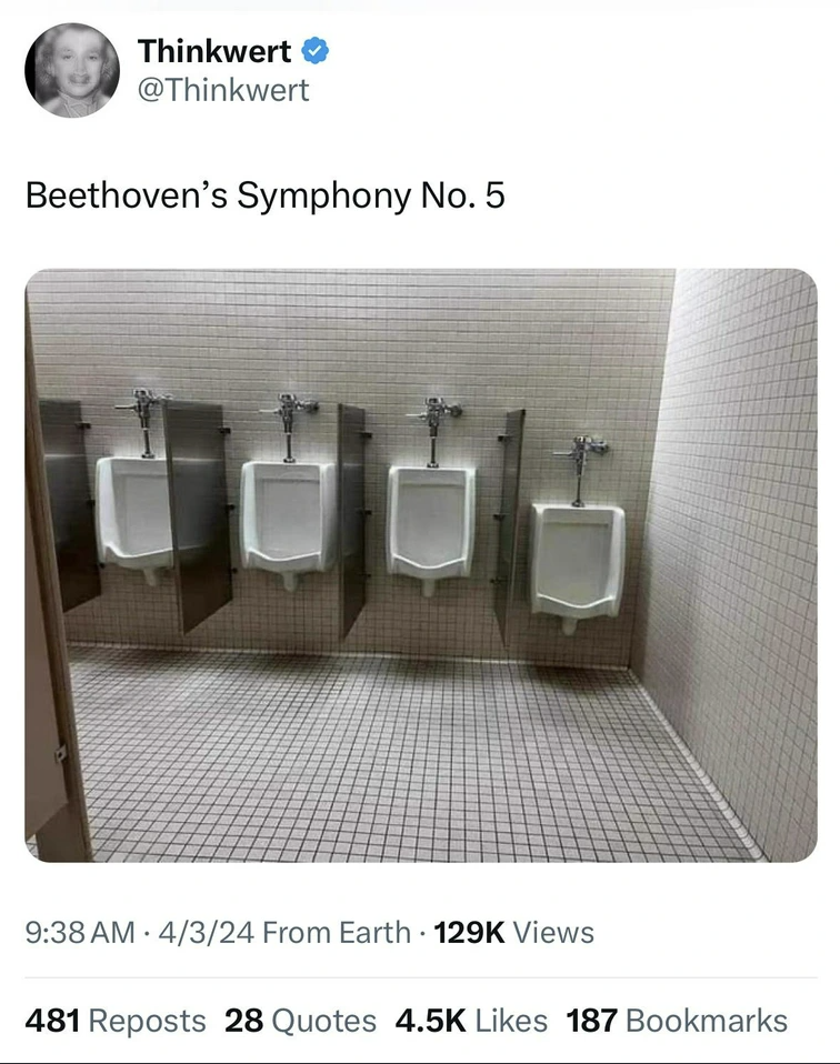 beethoven is everywhere - Thinkwert Beethoven's Symphony No. 5 4324 From Earth Views 481 Reposts 28 Quotes 187 Bookmarks